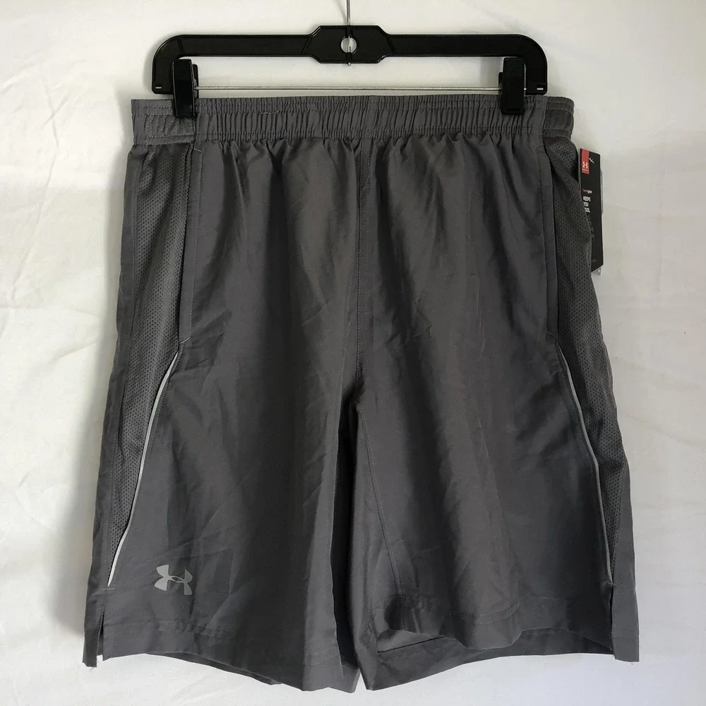 Under Armour Shorts Mens Large Gray HeatGear Lined 9 Inseam Running Gym